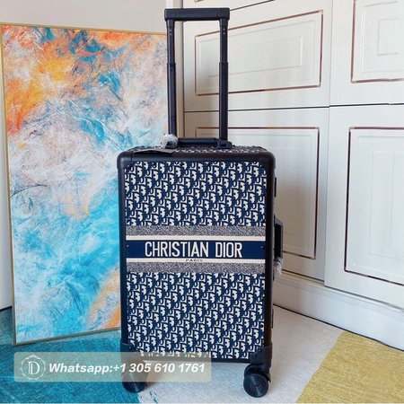 Diortravel Suitcase Blue Dior Oblique Technical Jacquard