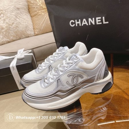 Chanel Sneakers Fabric & Laminated White/Silver 35-41