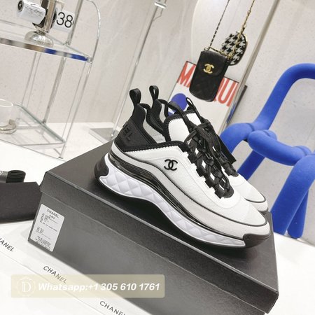 Chanel Sneakers Fabric & Suede Calfskin White/Black 35-40