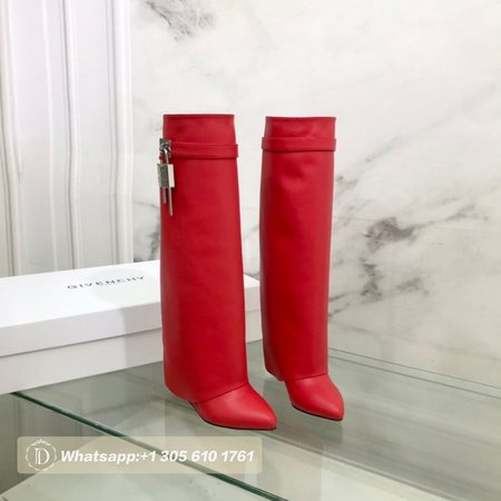 Givenchy Shark Lock Boots In Leather Red 35-39