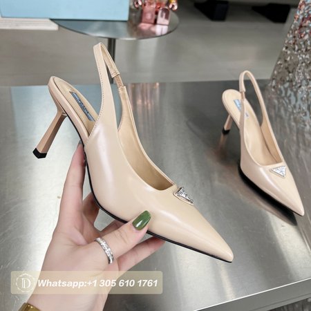 Prada Brushed Leather Slingback Pumps 35-39