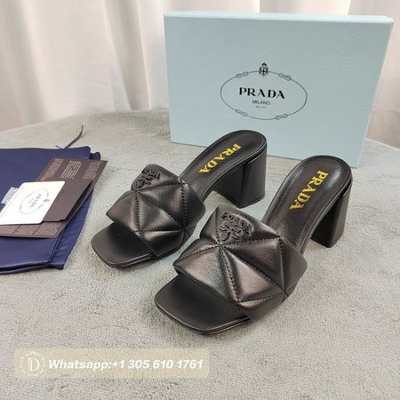 Prada Quilted Nappa Leather Heeled Sandals Black 35-40