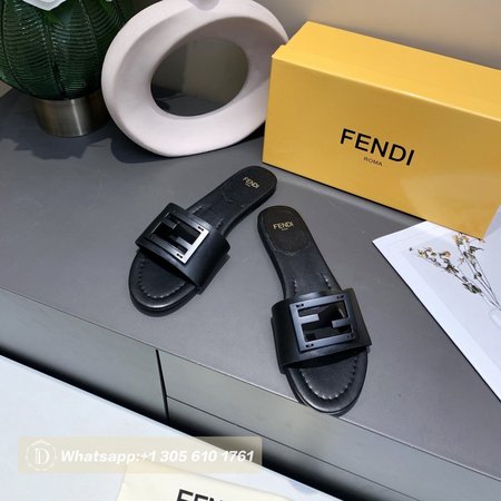 Fendi Baguette Black Leather Slides 35-40