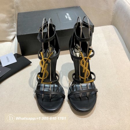 YSL Cassandra Sandals In Patent Leather With Gold-Tone Monogram 35-40