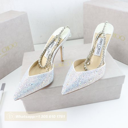 Jimmy Choo Saeda 100 Ivory Satin Pumps 35-39