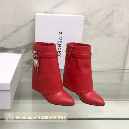 Givenchy Shark Lock Boots In Leather Red 35-39