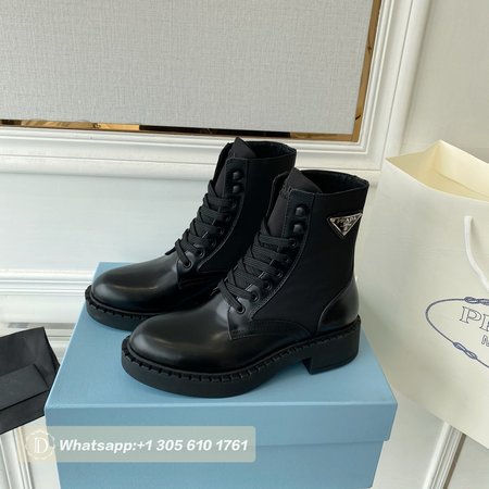 Prada Brushed-Leather And Re-Nylon Boots 35-40