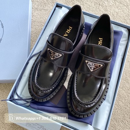 Prada Chocolate Brushed Leather Loafers 35-40